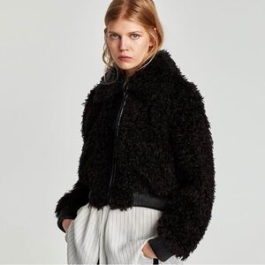 Zara Teddy Fleece Bomber Jacket